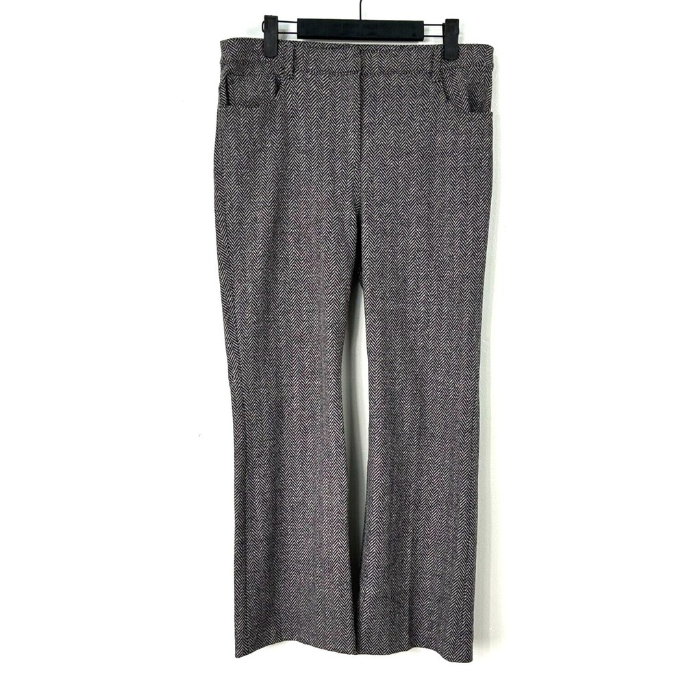 Theory Womens Sz 6 Black Gray Herringbone Wool Blend Kick Flare Crop Pant R3 - Picture 3 of 13